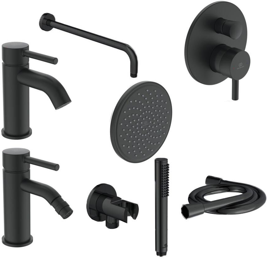 "Ideal Standard Ceraline Kit Rubinetteria Completo Lavabo, bidet e doccia Nero Opaco"