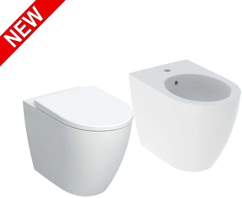 Sanitari Filo muro Geberit Icon vaso Rimfree bidet e coprivaso rallentato