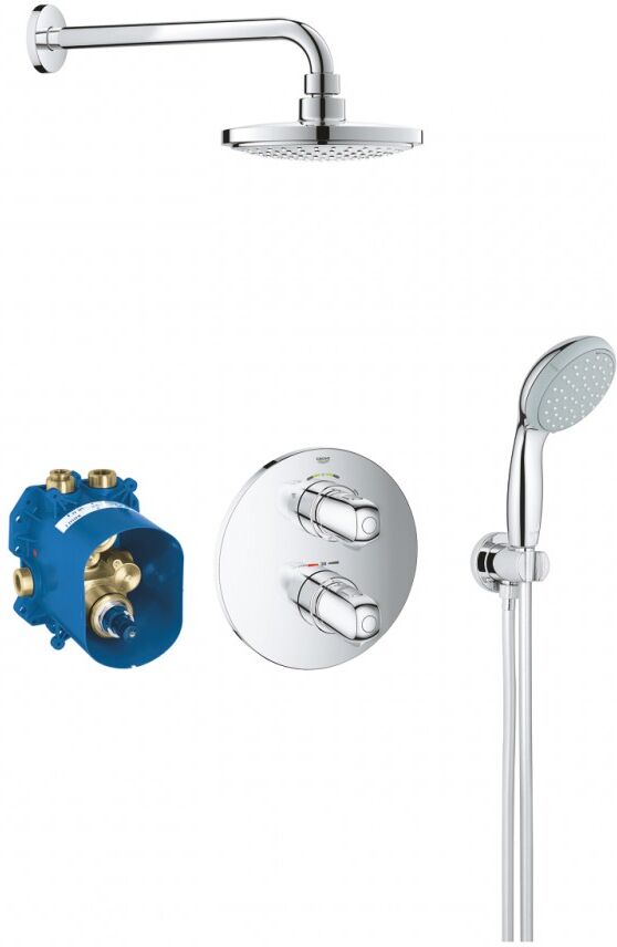 Grohe Therm 1000 - Set Doccia Termostatico Ad Incasso Soffione A Muro E Manopola Doccia Cromati - 34614000