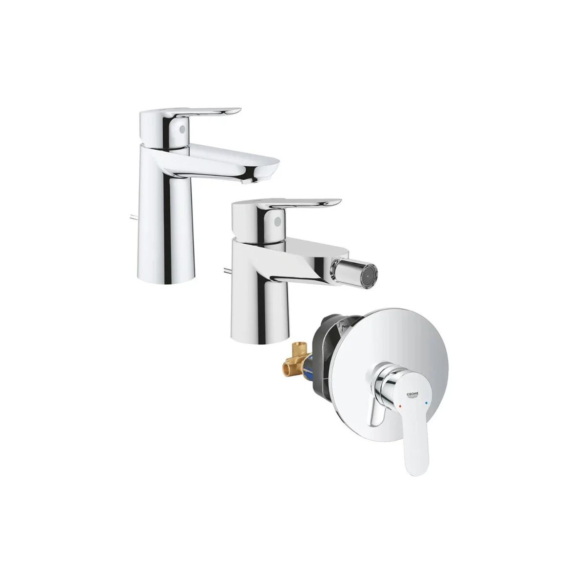 Set Miscelatori Grohe Bauedge Lavabo Bidet E Doccia Incasso Cromo (23758000+23331000+29078000)