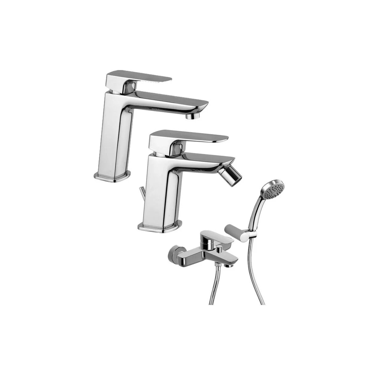 Set Miscelatori Paini Nove Lavabo Bidet Vasca Esterno Cromato (09CR211M+09CR306+09CR105)