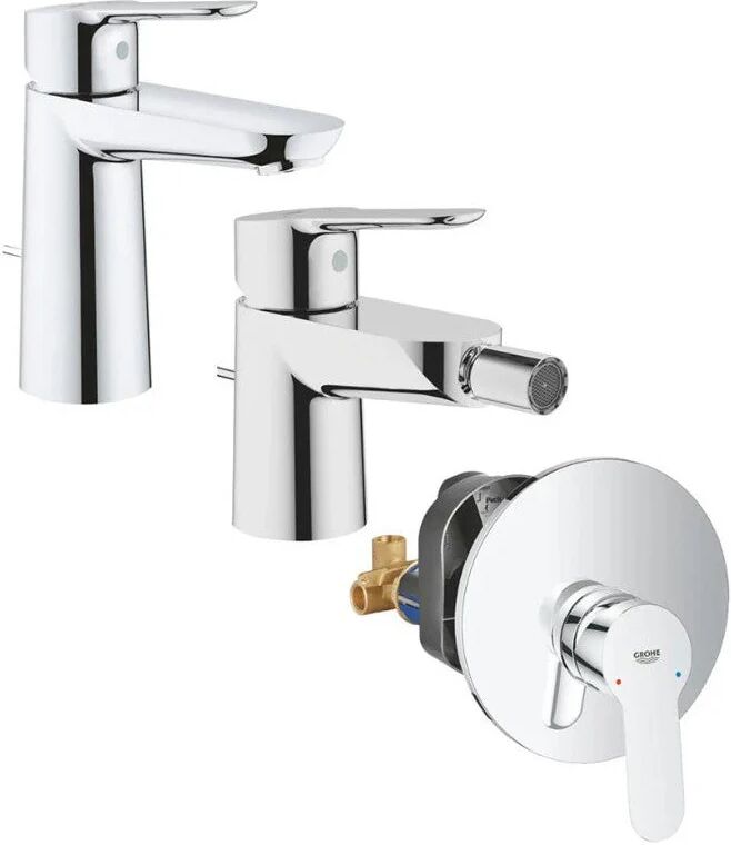 Set Miscelatori Grohe Bauedge Lavabo Bidet E Doccia Incasso Cromo