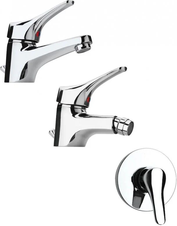 Set Miscelatori Paini Pilot Lavabo Bidet E Doccia Incasso Cromato