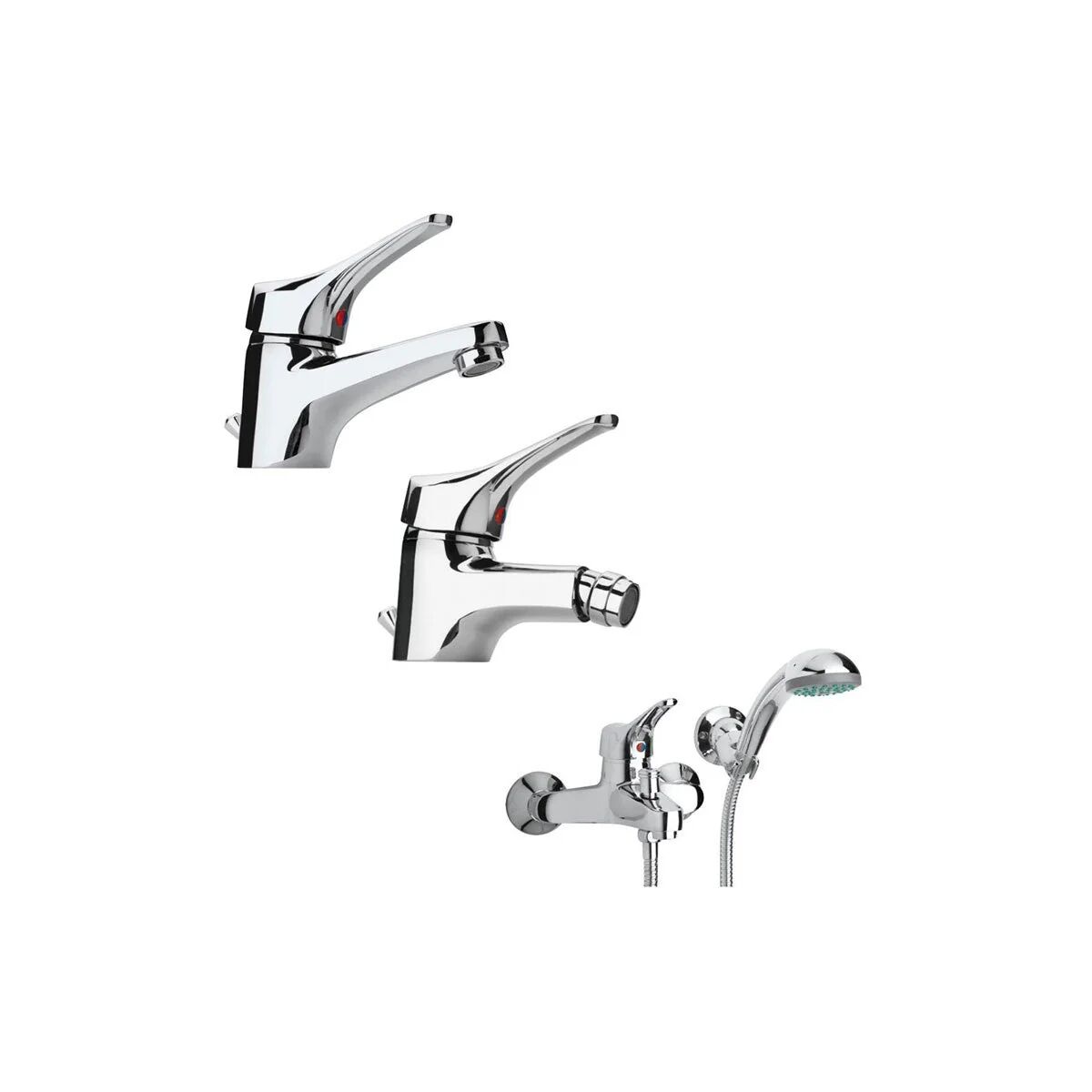 Set Miscelatori Paini Pilot Lavabo Bidet E Vasca Esterno Cromato