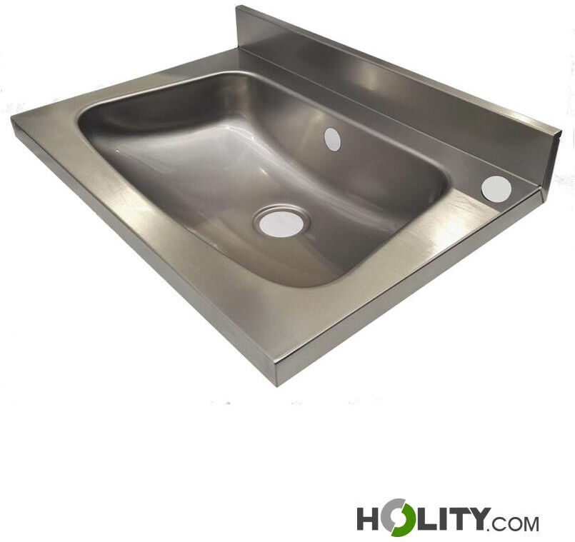 Lavabo Inox Con Foro Rubinetto E Troppo Pieno H586_36