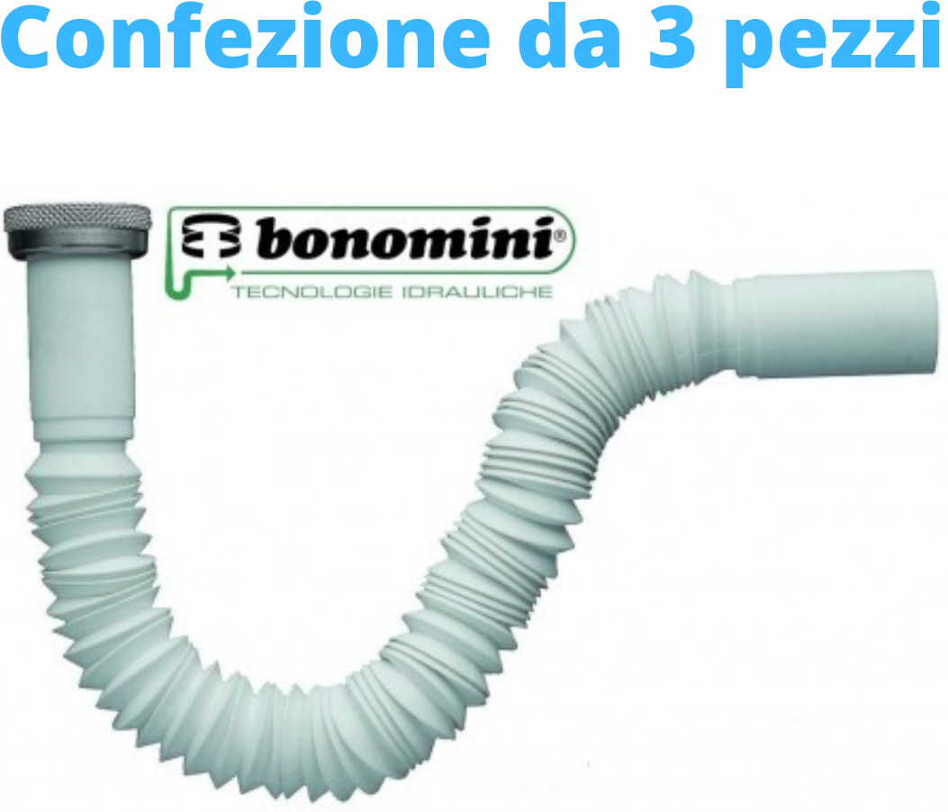 Bonomini Tubo di Scarico Jolly Flex Varie Dimensioni 1" 1"1/4 1"1/2 Confezione da tre pezzi