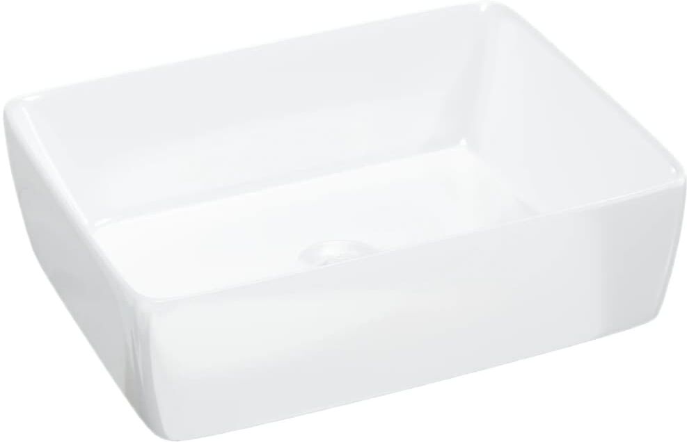 vidaXL Lavandino Bianco 48x37x13 cm in Ceramica Rettangolare