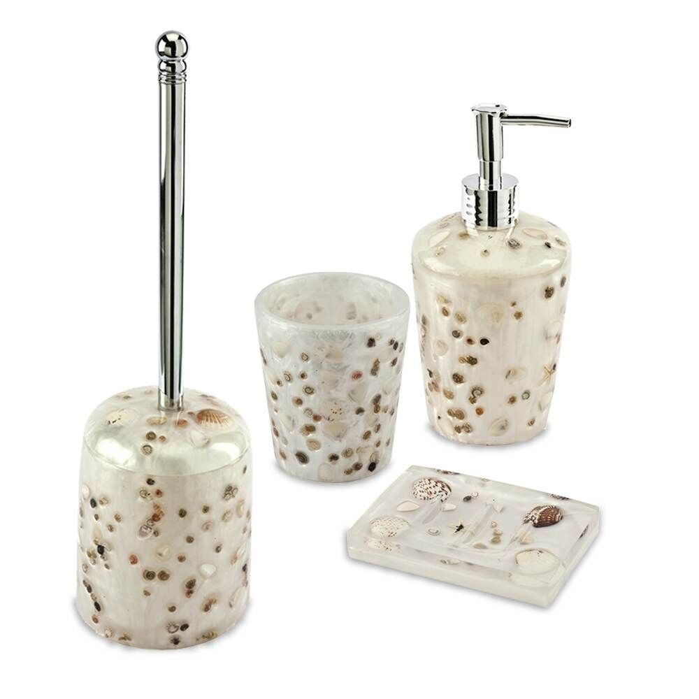 CipÃ¬ Set accessori da bagno 4 pezzi Antille Perla Dispenser Bicchiere Porta sapone e Scopino