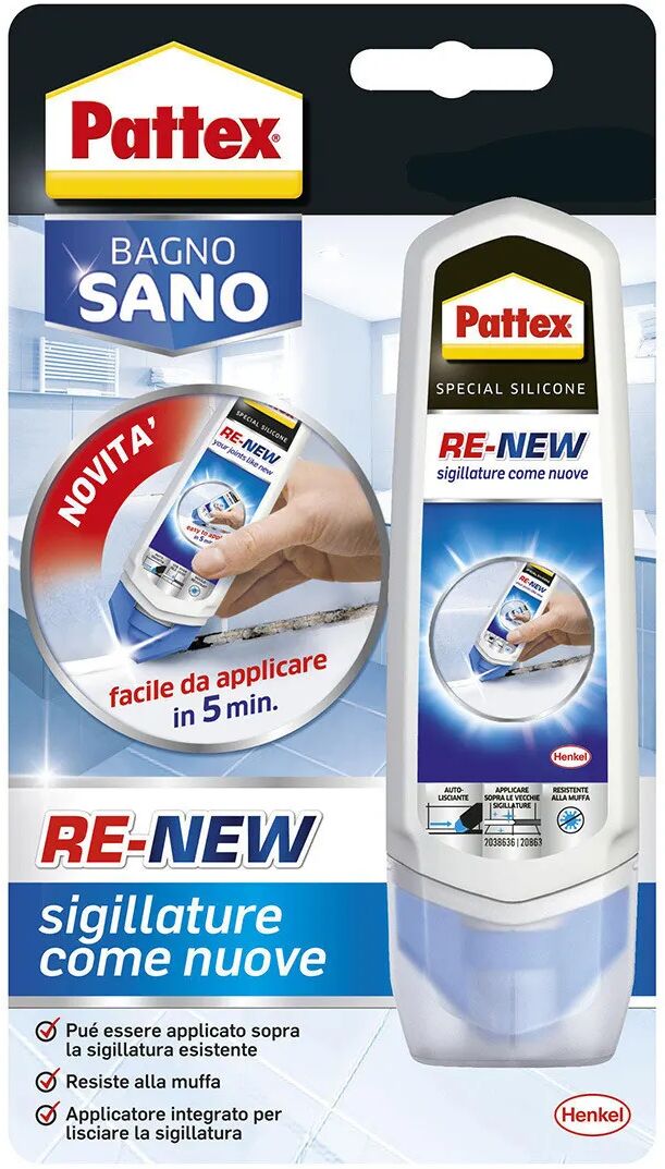 PATTEX Silcone  Bagno Sano Re-New 100 Ml Rivestimento Sigillature Pronto Uso