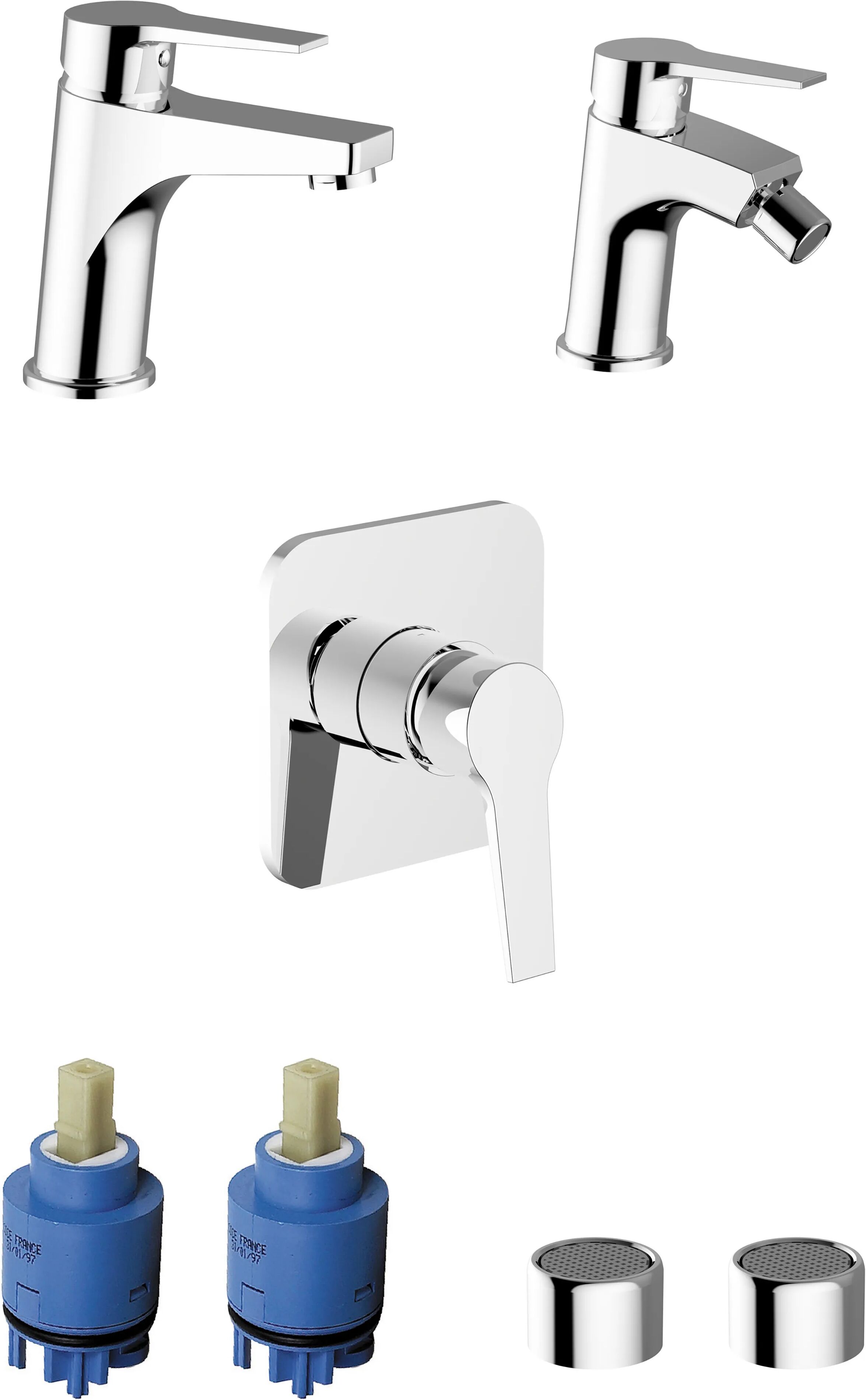 Teorema KIT MISCELATORI LAVABO/BIDET/DOCCIA INCASSO  DOLMEN CON 2 CARTUCCE E 2 AERATORI