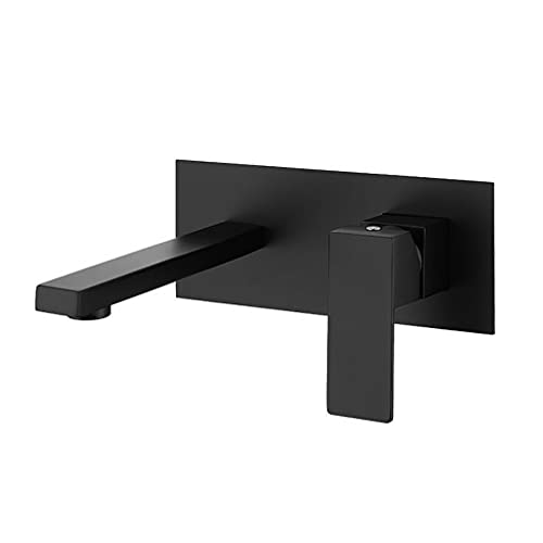 PenKee Brushed Gold Concealed Wall Row Basin Faucet Bathroom Cabinet Wall Mounted Basin washbasin hot and Cold Water Faucet,Black