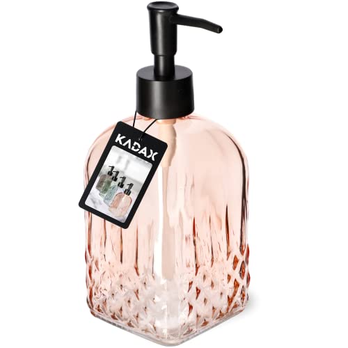 KADAX Zeepdispenser van glas, 450 ml, elegante glazen zeepdispenser met pomp van kunststof, navulbare dispenser, zeepdispenser, lotiondispenser (oranje)