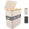 Celeko Home Celeko Light Wasmand met 1 deksel, 2 vakken, 100 liter, bamboestof, beige, groot, wasverzamelaar, wasmand met handvat, wasscheider, wasmand, wasmand, wasmand, wasmand, wasmand, wasmand, wasmand,