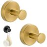 Explcior Luxehold No-Drill Hooks, Adhesive Towel Hooks, Wall Shower Hooks for Hanging Up to 15 Lbs, 304 Stainless Steel Self Hooks, Bathroom Shower Hooks (Color : 2PCS Gold, Size : Drilling)