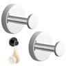 Explcior Luxehold No-Drill Hooks, Adhesive Towel Hooks, Wall Shower Hooks for Hanging Up to 15 Lbs, 304 Stainless Steel Self Hooks, Bathroom Shower Hooks (Color : 2PCS Silver, Size : Drilling)