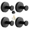 Explcior Luxehold No-Drill Hooks, Adhesive Towel Hooks, Wall Shower Hooks for Hanging Up to 15 Lbs, 304 Stainless Steel Self Hooks, Bathroom Shower Hooks (Color : 4PCS Black, Size : Gluing)
