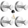 Explcior Luxehold No-Drill Hooks, Adhesive Towel Hooks, Wall Shower Hooks for Hanging Up to 15 Lbs, 304 Stainless Steel Self Hooks, Bathroom Shower Hooks (Color : 4PCS Gray, Size : Drilling)