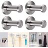 Zakerda 4 Pieces Stainless Steel Hooks Wall Fixing Coat Hooks Single Deluxe Wall Hooks for Coat Robe Towel Hat Umbrella (4 Hooks, 12 Screws, 12 Dowels)