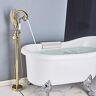 ADOVZ Golden Bathtub Faucet Swan 2 Features Hot And Cold Floor Standing Shower Faucet,Chrome A,Gold B