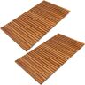 Deuba ® 2x Houten Badmat Antislip Strepen 76x50cm FSC-gecertifieerd Acaciahout Antislipstoppers Douchemat Badkamermat