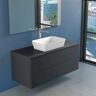 progettobagno Elba vanity unit 120 cm with glass top and tap hole drilling and FLY 56 countertop washbasin MBLO120FLYRNENE