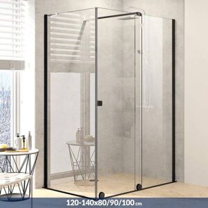 Badnor AS Pureday Walk-In 120-140x80/90/100cm Med Skyvedør (Sort Matt)