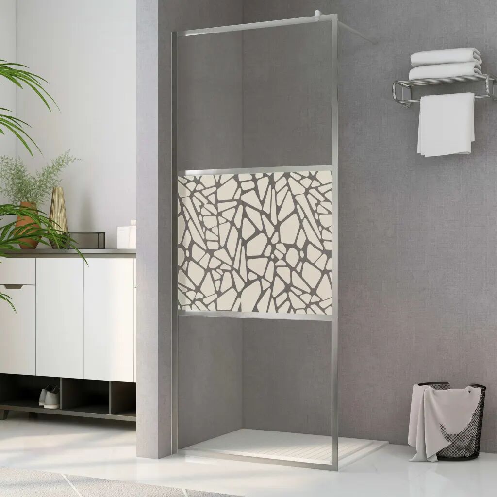 vidaXL Dusjvegg ESG-glass med steindesign 140x195 cm