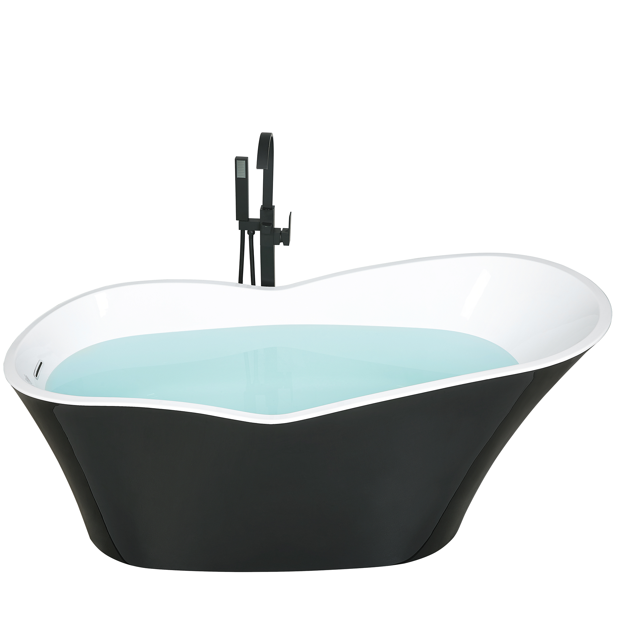 Beliani Banheira autónoma preta em acrílico sanitário brilhante 170 cm na forma oval com design minimalista moderno