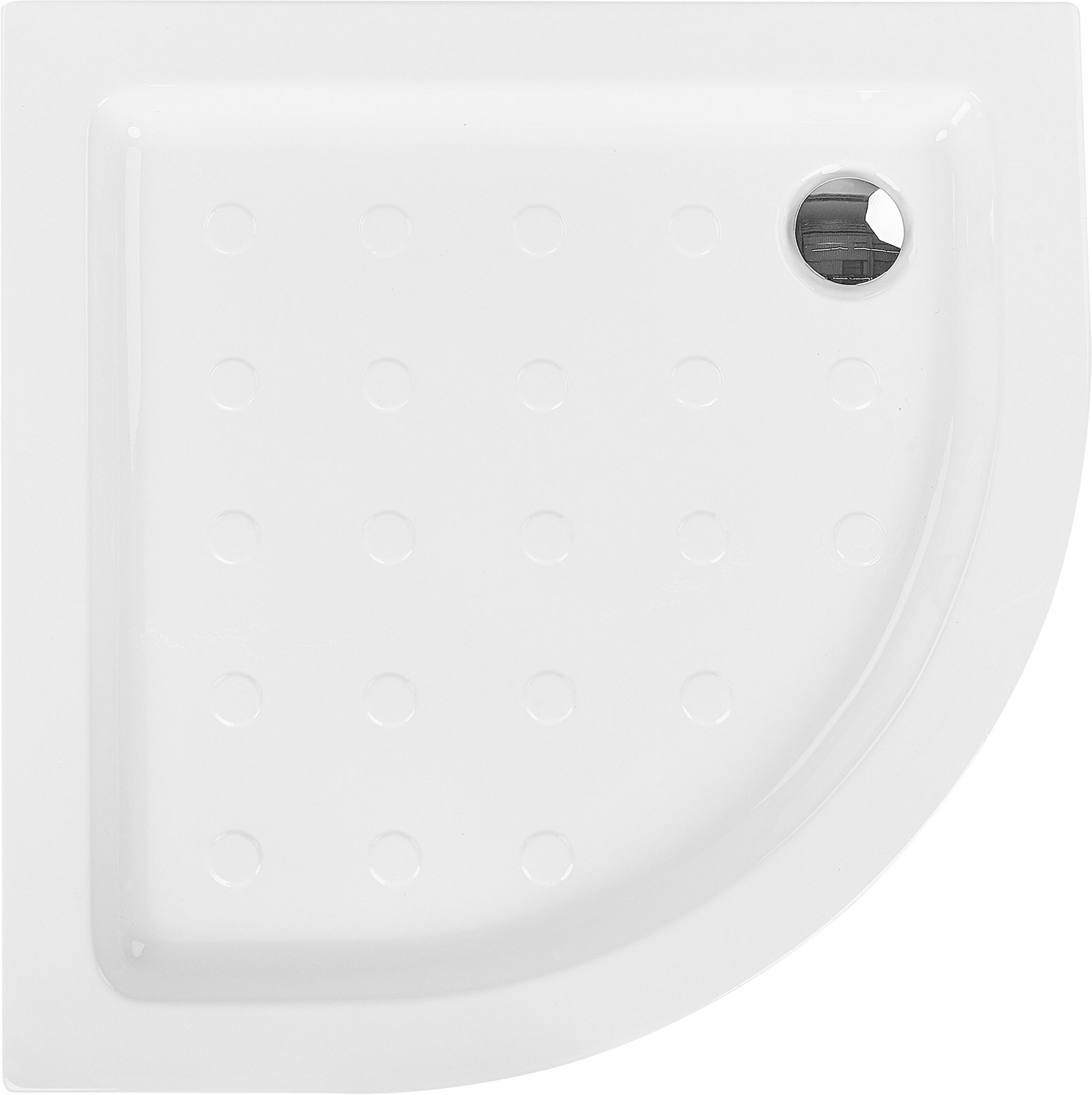 Beliani Base de duche acrílico branco com dreno e plástico redondo 80 x 80 x 7 cm minimalista antiderrapante