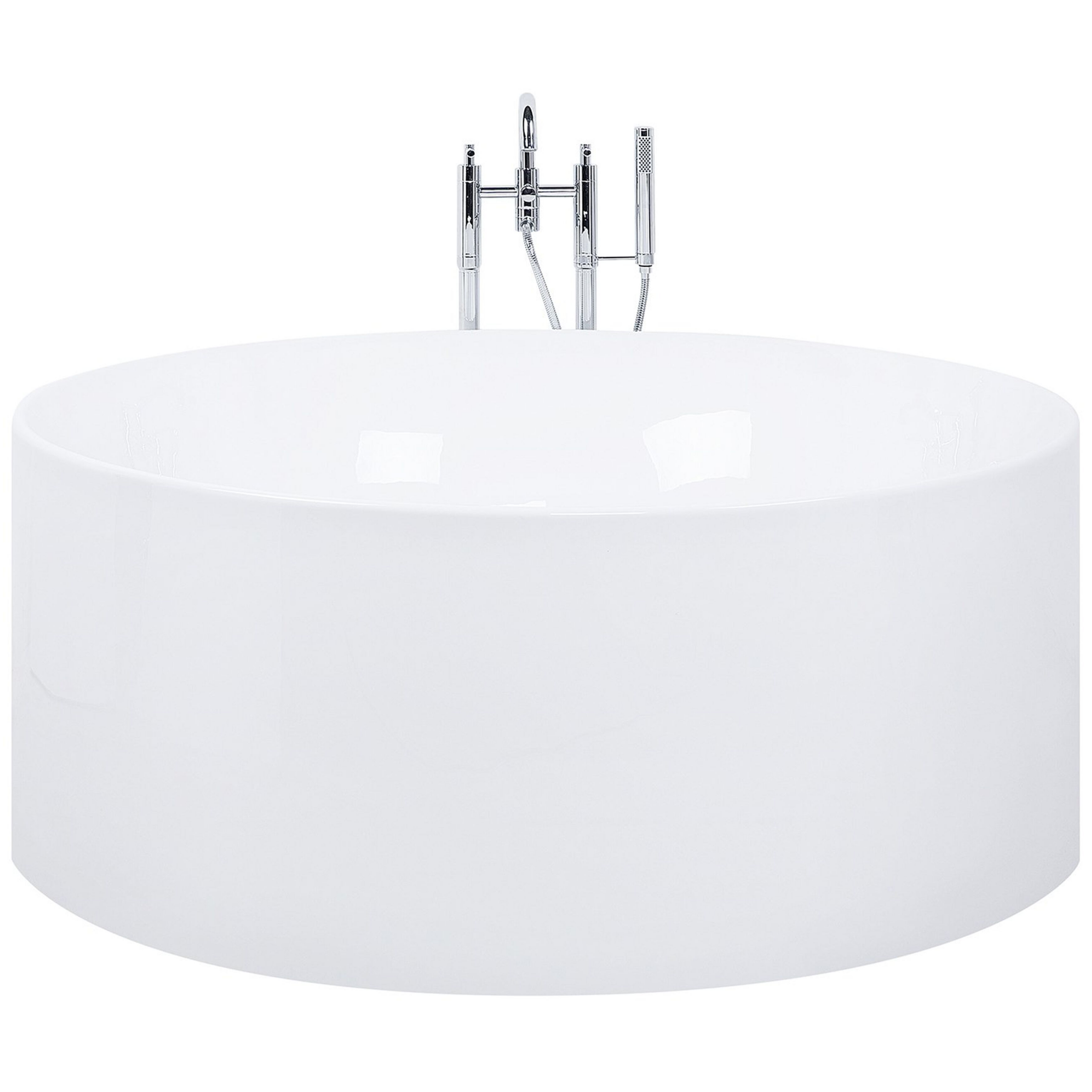 Beliani Banheira autónoma branca em acrílico sanitário 140 cm redonda design moderno