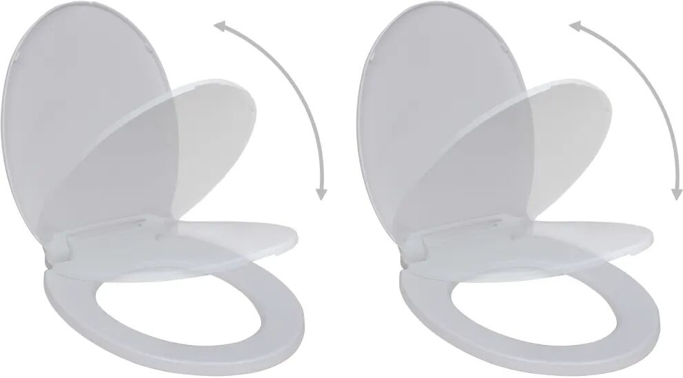 vidaXL Tampos sanita com tampas de fecho suave 2 pcs plástico branco