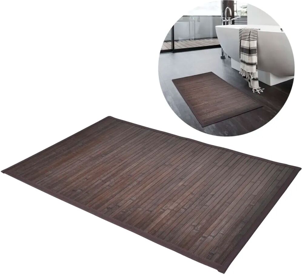 vidaXL Tapetes casa de banho, bambu 2 pcs 40 x 50 cm castanho escuro