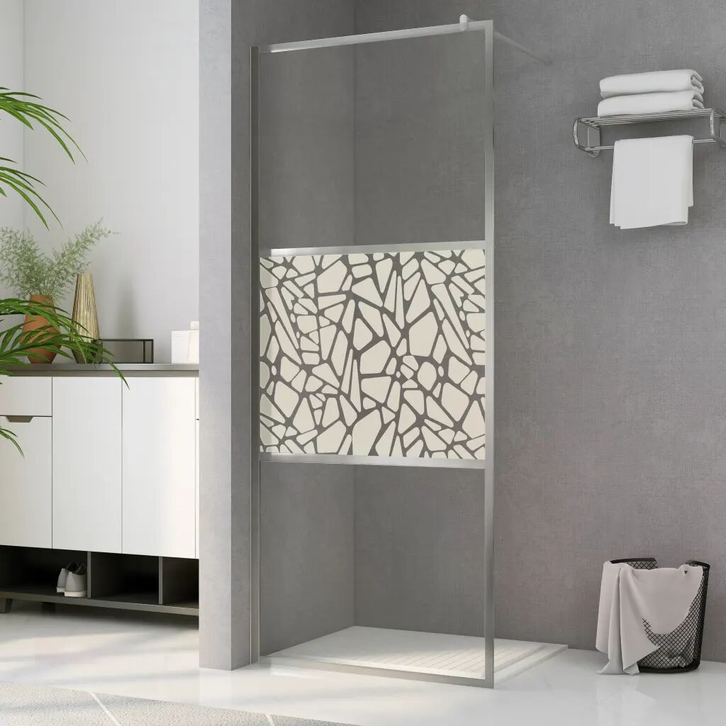 vidaXL Divisória de chuveiro 115x195 cm vidro ESG design pedras