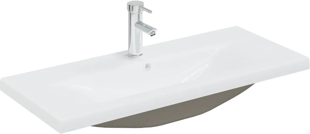 vidaXL Lavatório embutido c/ torneira 91x39x18 cm cerâmica branco