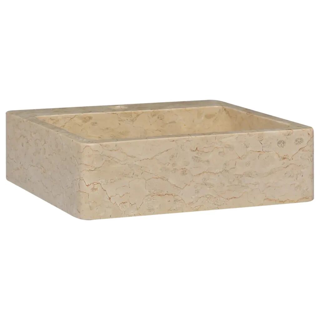 vidaXL Lavatório 40x40x12 cm mármore cor creme