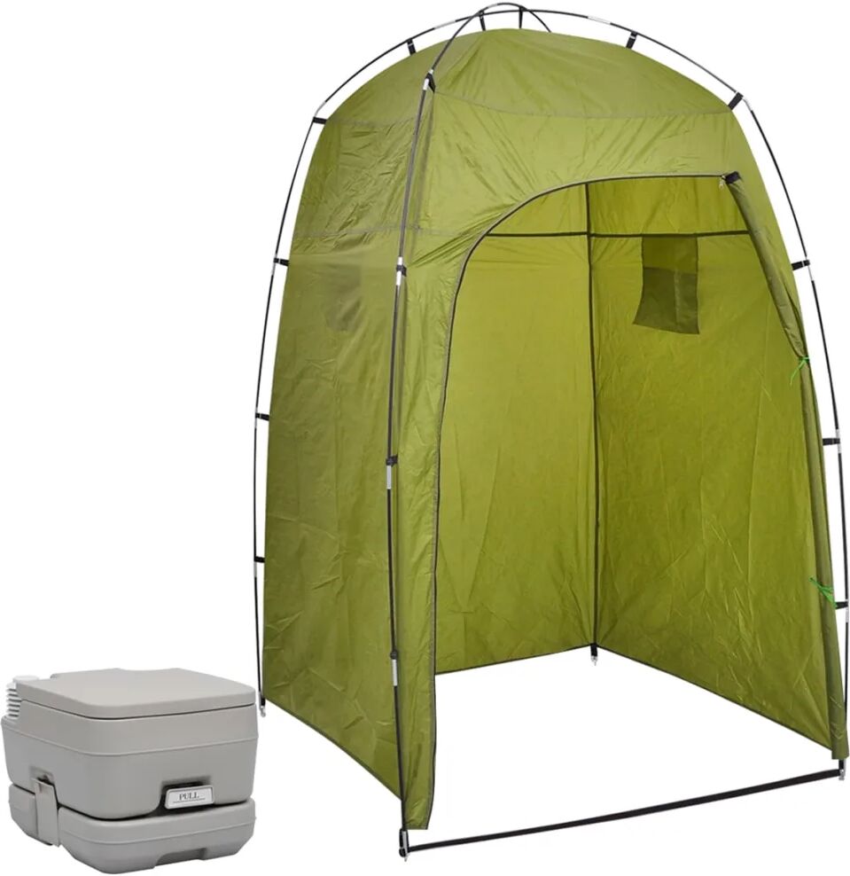 vidaXL Sanita portátil para campismo com tenda 10+10 L