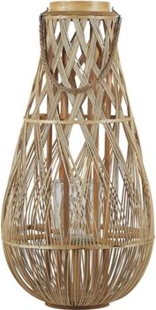 Beliani Peça Decorativa Lanterna Tonga (Castanho - Madeira de Bambu - 39x39x77 cm)