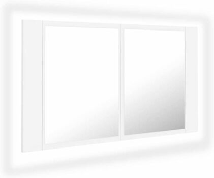 Vidaxl Armário Espelhado com LED (Aglomerado - 80x12x45 cm - Branco)