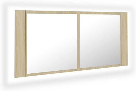 Vidaxl Armário Espelhado com LED (Aglomerado - 100x12x45 cm - Castanho)