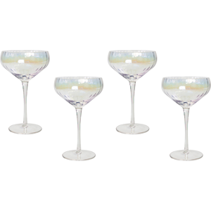 Beliani Champagneglas 4 st Glas Transparent Iriserande Finish Handblåst Välkomstdrink 30 cl 4 st Set