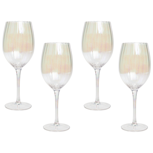 Beliani Rödvinsglas 4 st Iriserande Finish Handblåst glas 53 cl Set