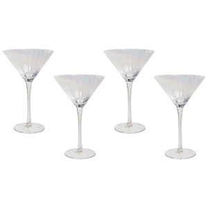 Beliani Martiniglas 4 st Transparent Iriserande Finish Handblåsta Cocktailglas 22 cl 4 st Set
