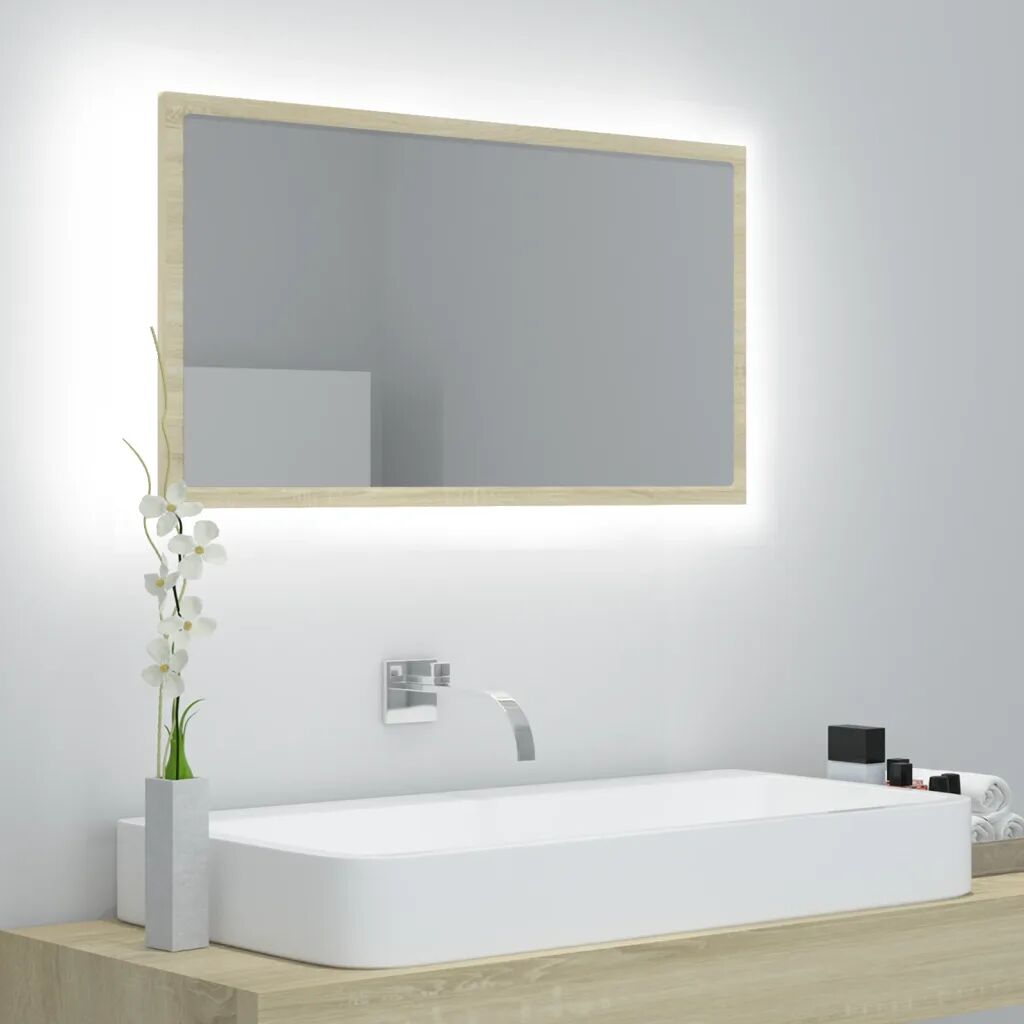 vidaXL Kúpeľňové LED zrkadlo dub sonoma 80x8,5x37 cm drevotrieska