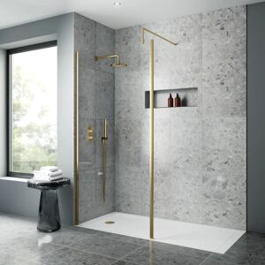 Nuie 760Mm Outer Framed Wetroom Screen With Support Bar black 185.0 H x 100.0 W x 1.4 D cm