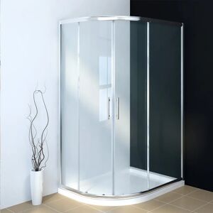 Belfry Bathroom Delphina Glass Offset Quadrant Shower Enclosure with Tray white 185.0 H x 100.0 W x 80.0 D cm