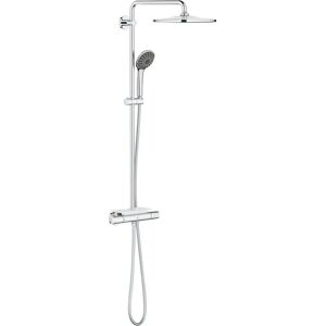 Grohe Cool Touch Thermostatic Shower set with Rain & Hand shower & Soap Tray gray 111.6 H x 30.8 W cm