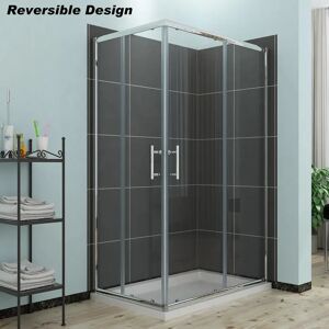Belfry Bathroom Nesi Rectangular Shower Enclosure with Tray white 185.0 H x 100.0 W x 80.0 D cm