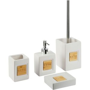 BELIANI Bathroom Accessories Set Beige Matt Dolomite Minimalist Soap Dispenser Kourou