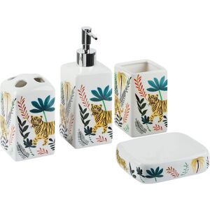 BELIANI Bathroom Accessories Multicolour Jungle Motif Dolomite Soap Dispenser Codazzi