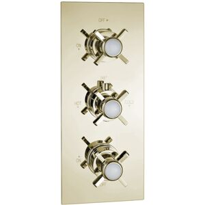 Edwardian Triple Shower Valve Crosshead English Gold TSV055 - Enki